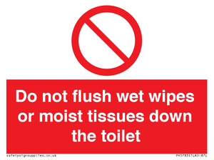 Do not flush wet wipes or moist tissues down the toilet